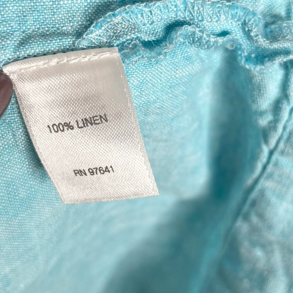 J. Jill Pure Jill Linen Top Womens LP Blue Boxy Oversized Natural Lagenlook - Picture 7 of 9